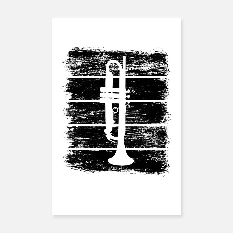 Skizze Trompete - Poster 20x30 cm - Weiß