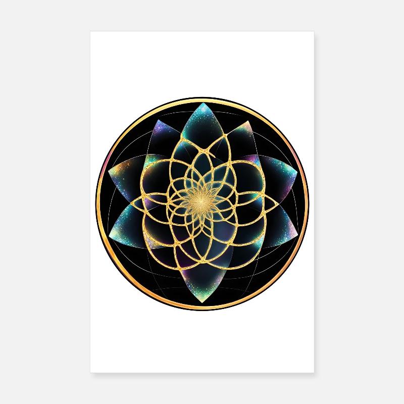 Géométrie du mandala doré - Poster 20 x 30 cm - blanc