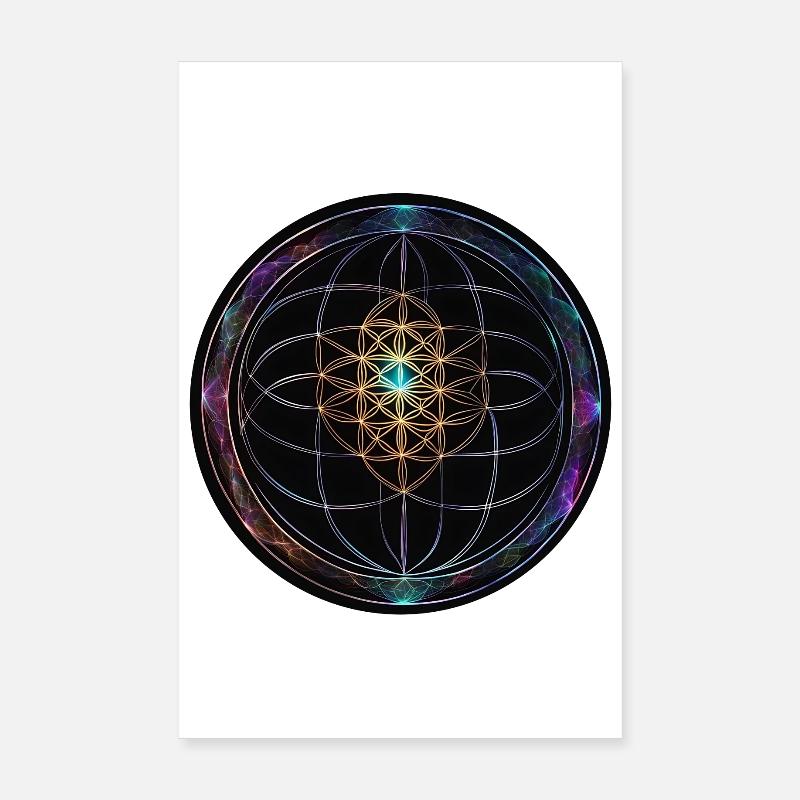 Metatron Scheiben Mandala Glow Poster 20x30 cm