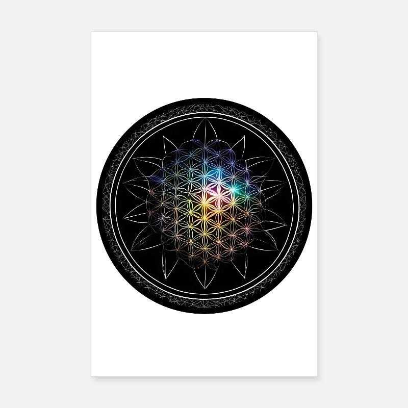 Blume des Lebens Regenbogen Poster 20x30 cm
