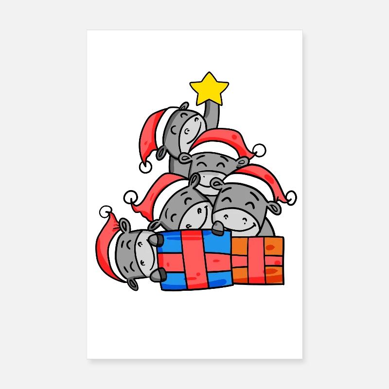 Arbre de Noël âne Noël Poster 20 x 30 cm