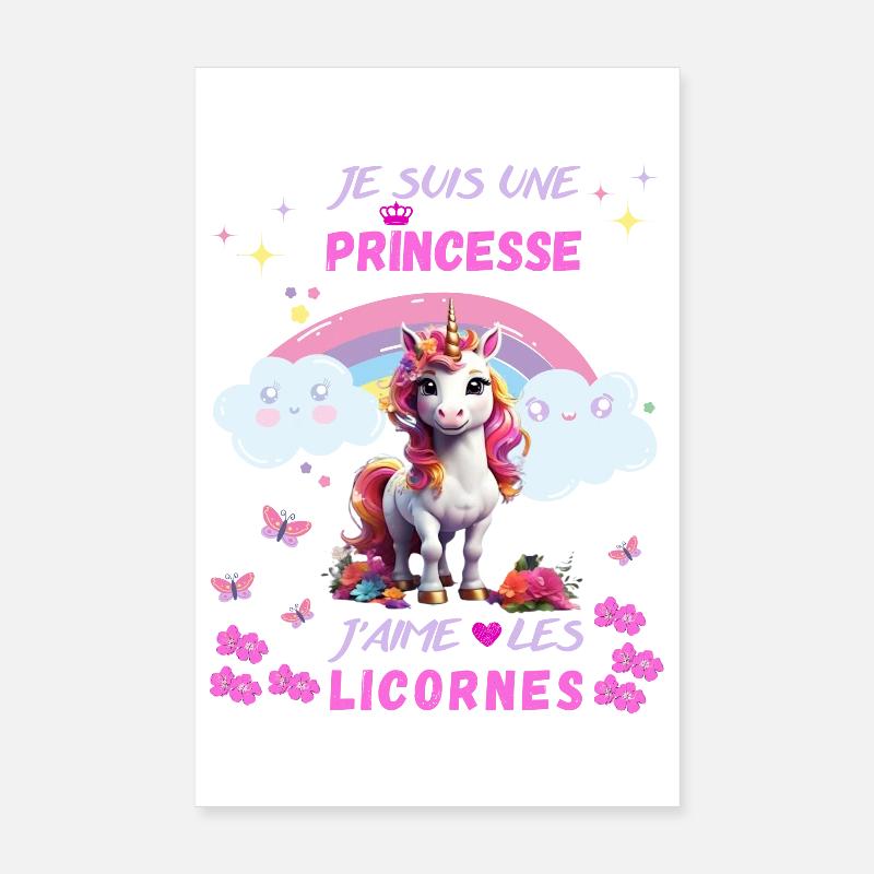 Ich bin eine Prinzessin, ich liebe Einhörner Poster 20x30 cm