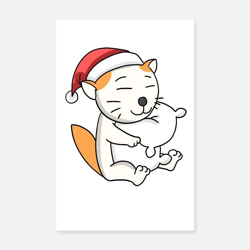 Chat Mignon Selkirk Rex Fatigué Noël Poster 20 x 30 cm
