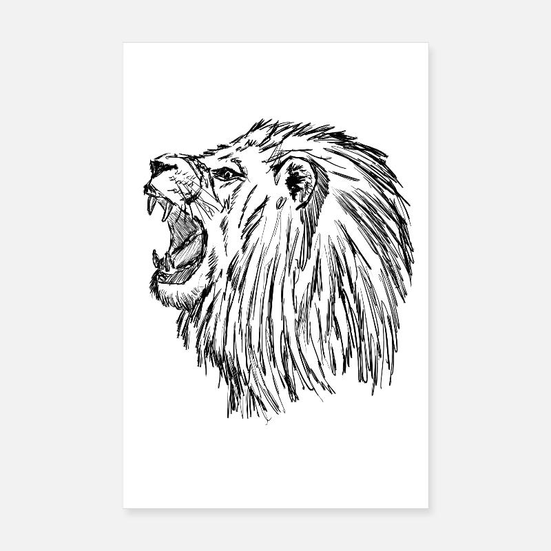 brüllender Löwe - schwarz Poster 20x30 cm