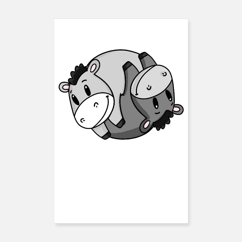 Âne Yin Yang Poster 20 x 30 cm