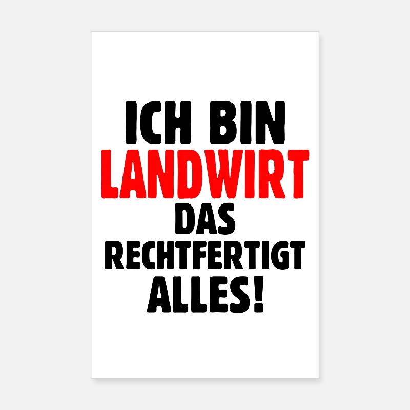 Landwirt Bauer Jungbauer Statement T-Shirt Poster 20x30 cm