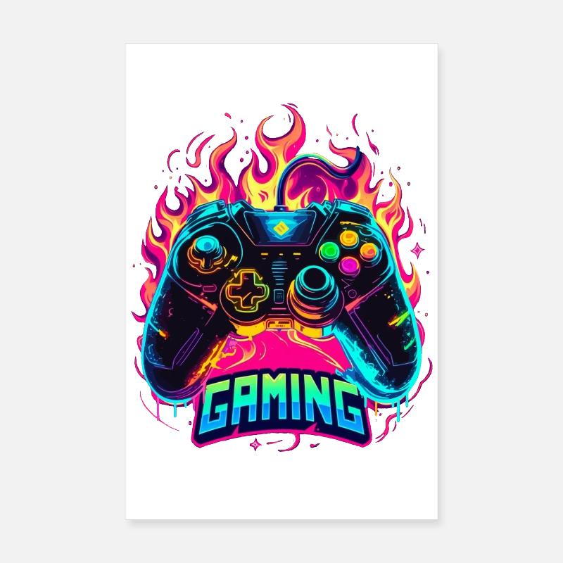 Manette de jeu Flames Art Poster 20 x 30 cm