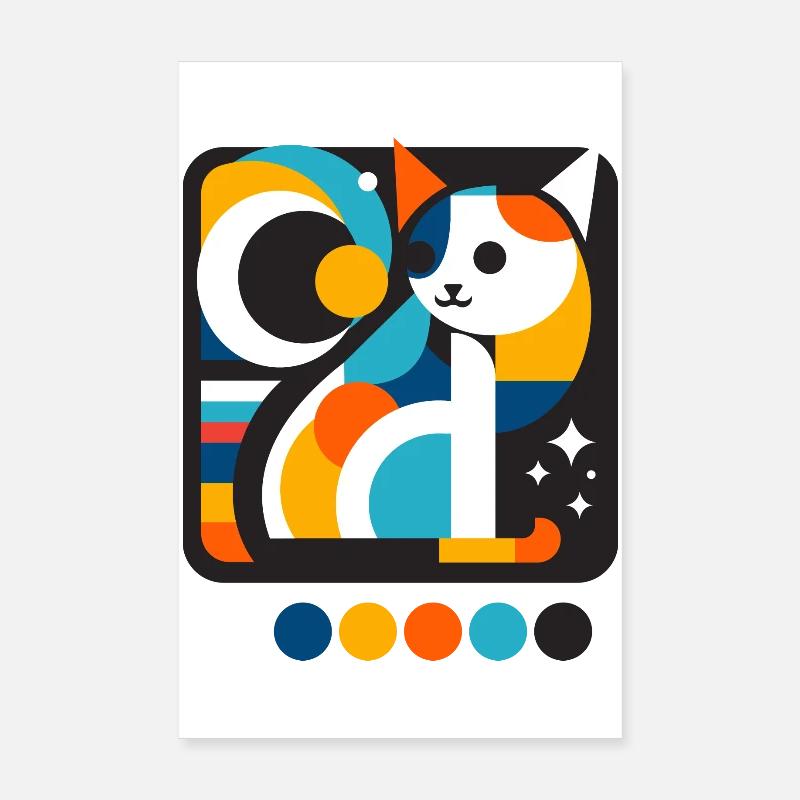 Katze - Poster 20x30 cm - Weiß