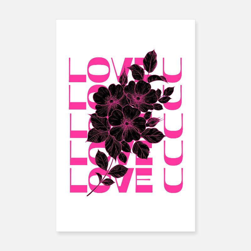 LOVE U PINK - Poster 20 x 30 cm - blanc
