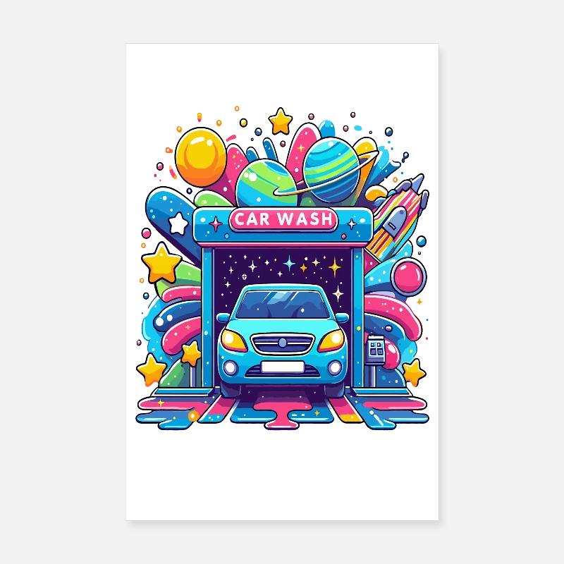 Aventure cosmique dans le lave-auto Poster 20 x 30 cm