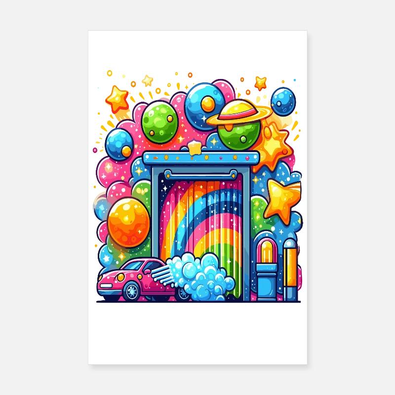 Rainbow Car Wash Poster 8" x 12" (20x30 cm)