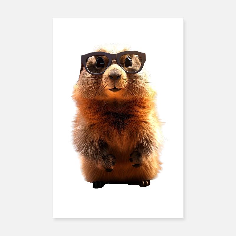 Murmeltier mit Sonnenbrille Nagetier Erdhörnchen Poster 20x30 cm