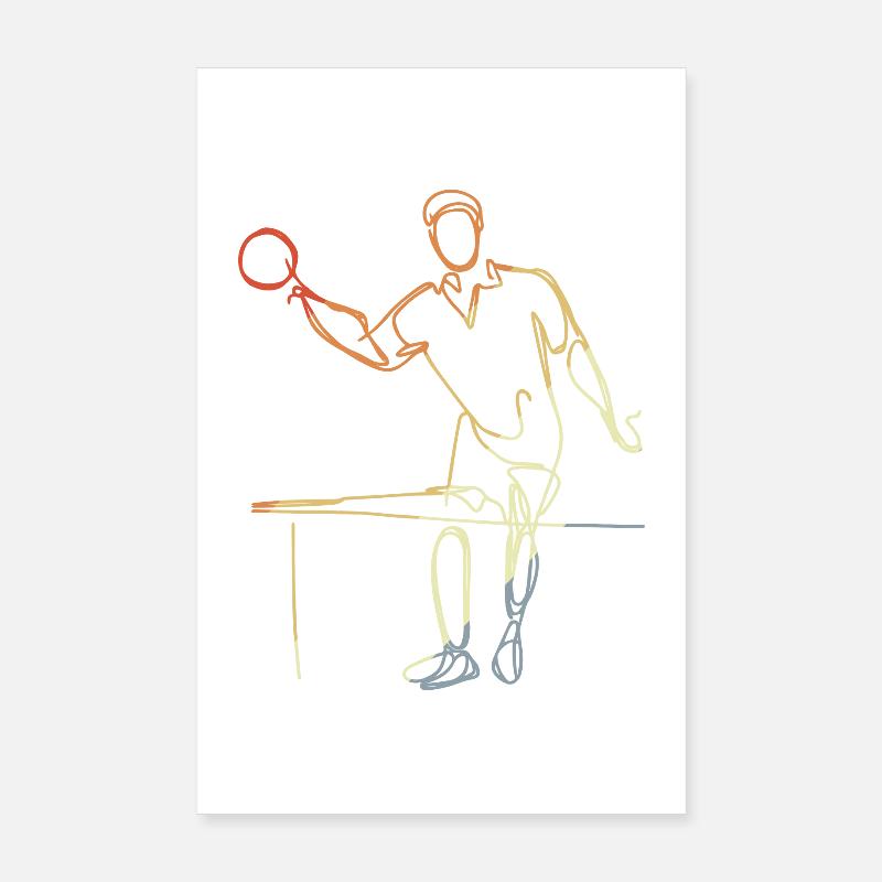Dessin de tennis de Table Vintage Poster 20 x 30 cm