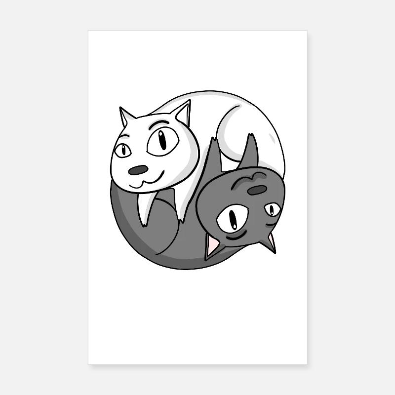 Chat Yin Yang Poster 20 x 30 cm