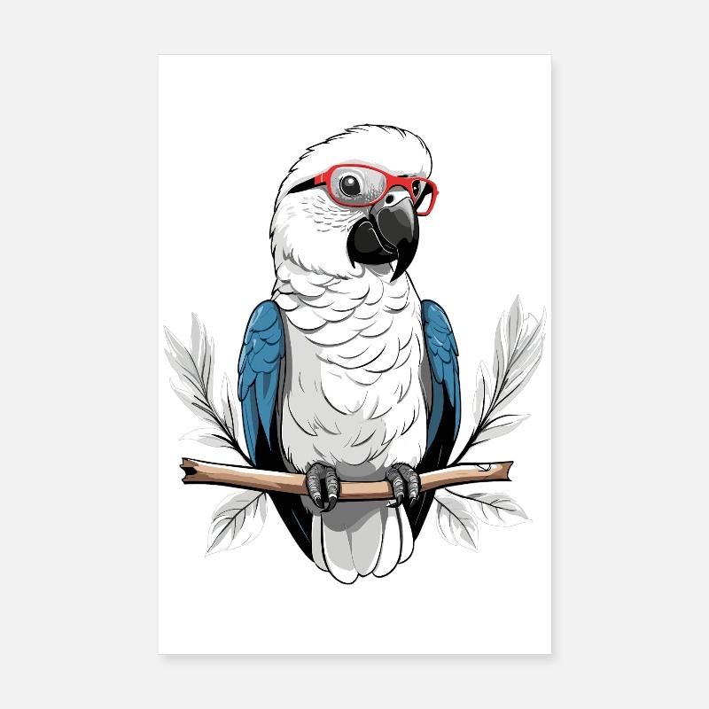 Papagei mit Brille Poster 20x30 cm