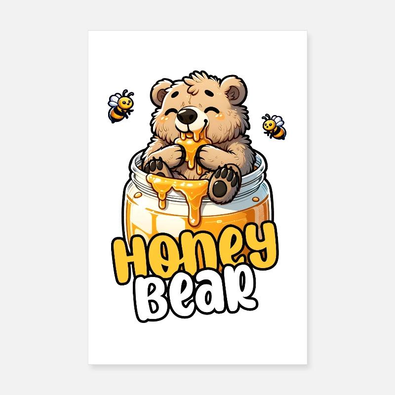 Honey Bear – mignon petit ours dans un pot de miel Poster 20 x 30 cm