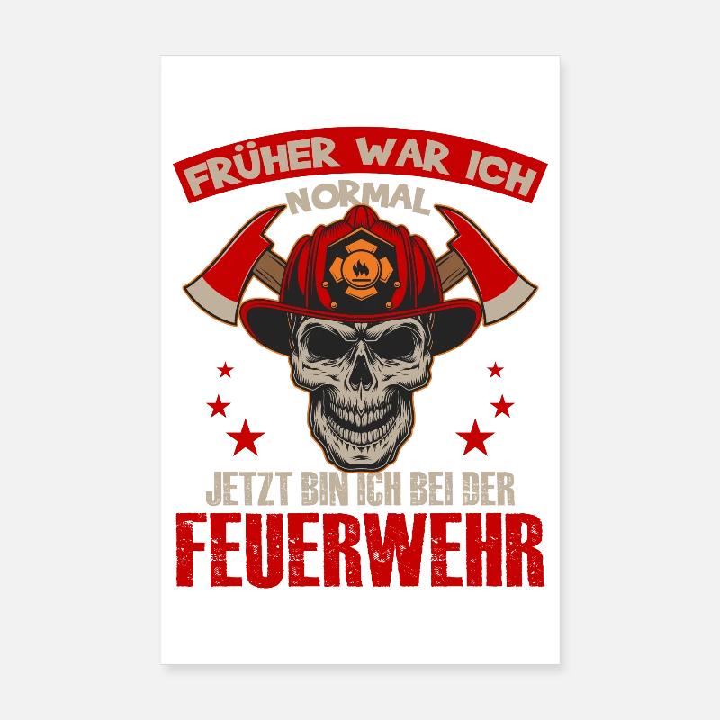 Feuerwehr Schädel mit Helmlogo Poster 20x30 cm
