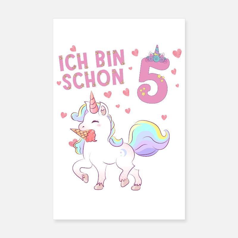 ich bin schon 5 Einhorn  Poster 20x30 cm