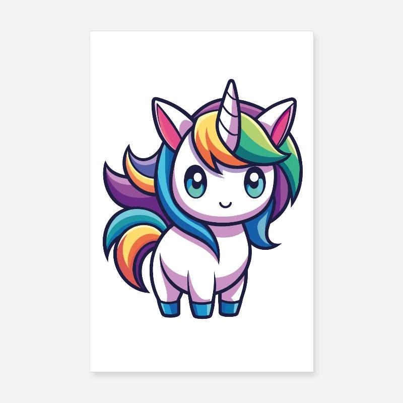 Niedliches Regenbogen-Einhorn – Kawaii-Stil Poster 20x30 cm