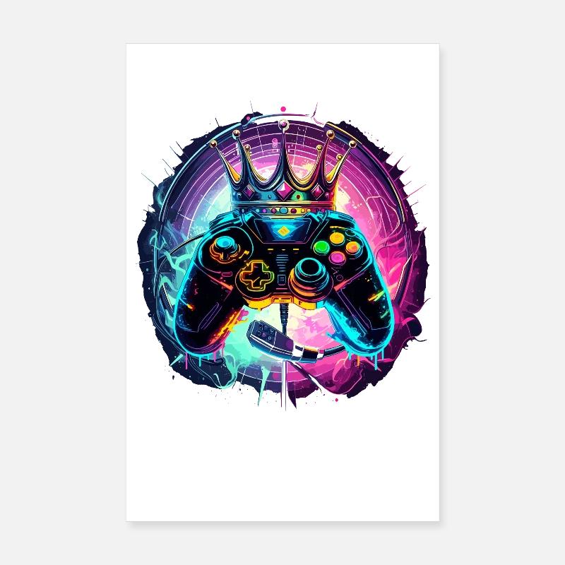Gaming Controller mit Headset und Krone Poster 20x30 cm