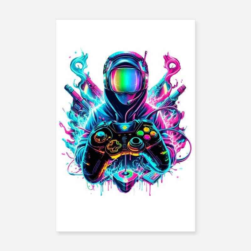 Gamer Synthwave Gaming Enthusiast Poster 20x30 cm