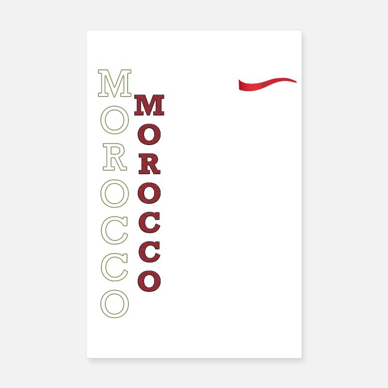 Drapeau Marocain Affichez vos Couleurs avec Fierté - Poster 20 x 30 cm - blanc