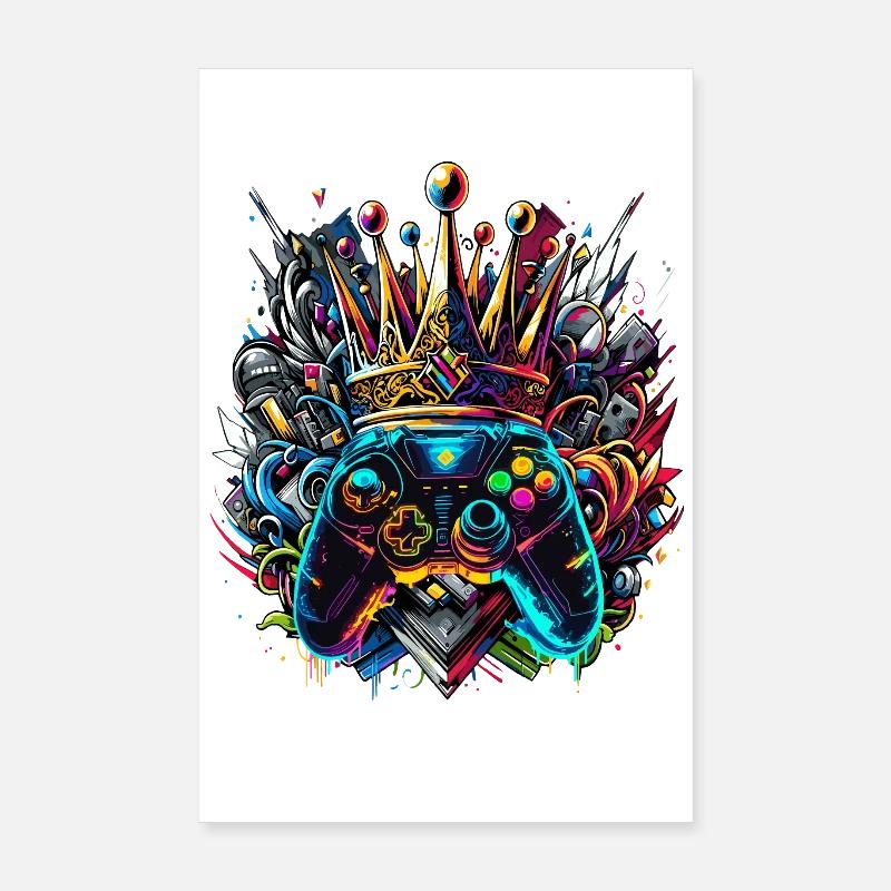 Königlicher Graffiti Gaming Controller - Poster 20x30 cm - Weiß