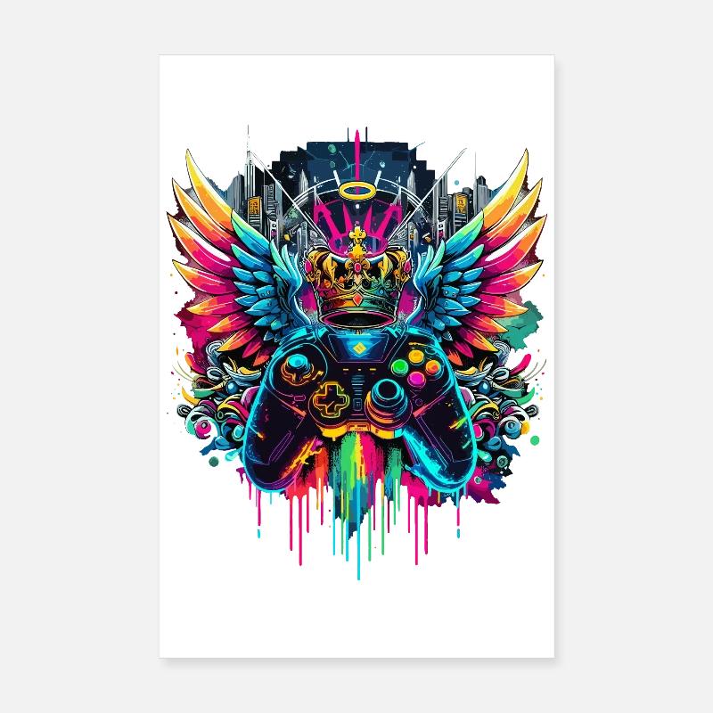 Gaming King Controller Wings Graffiti Poster 20 x 30 cm