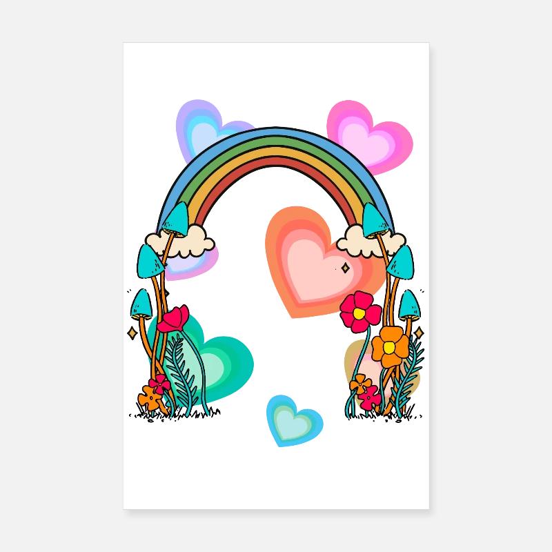 Herzlich Geburtstagsgeschenk Regenbogen Herzen Poster 20x30 cm