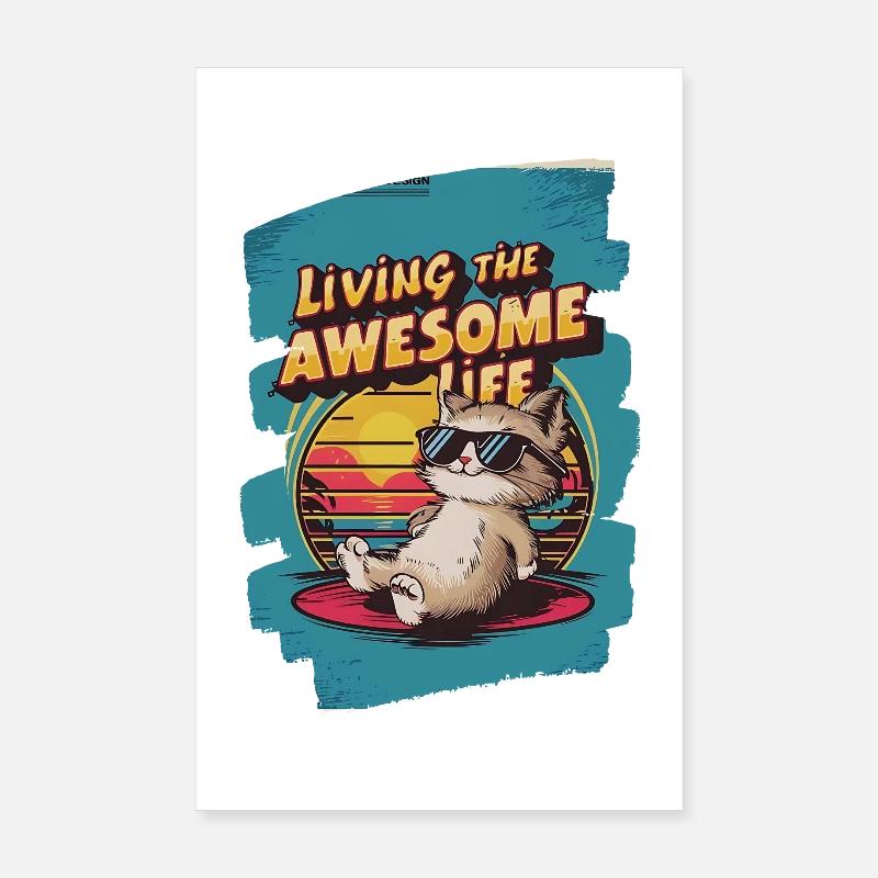 Live Chill Badass Katze Poster 20x30 cm