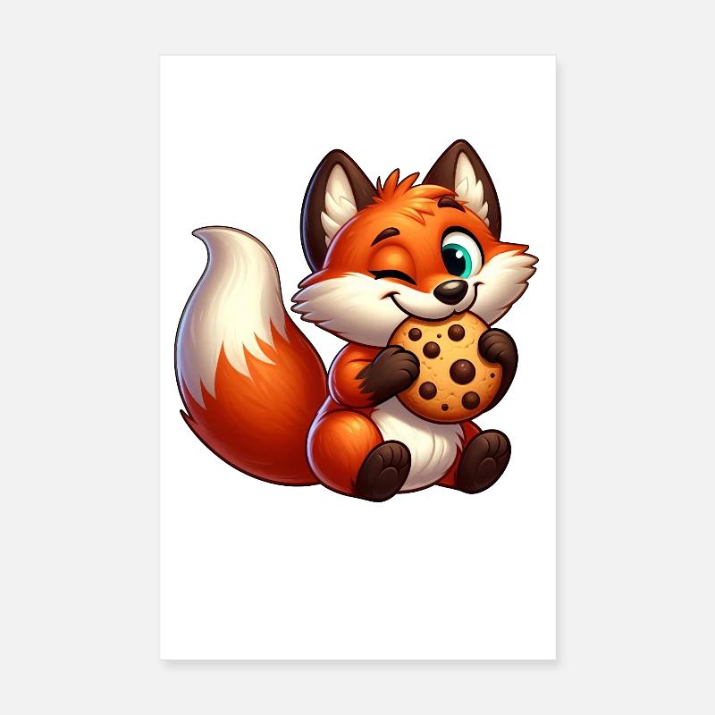 Süßer Rotfuchs mit Keks Poster 20x30 cm