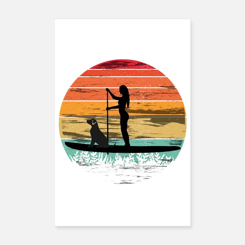 Paddleboard avec chien - Tee paddleboard Poster 20 x 30 cm