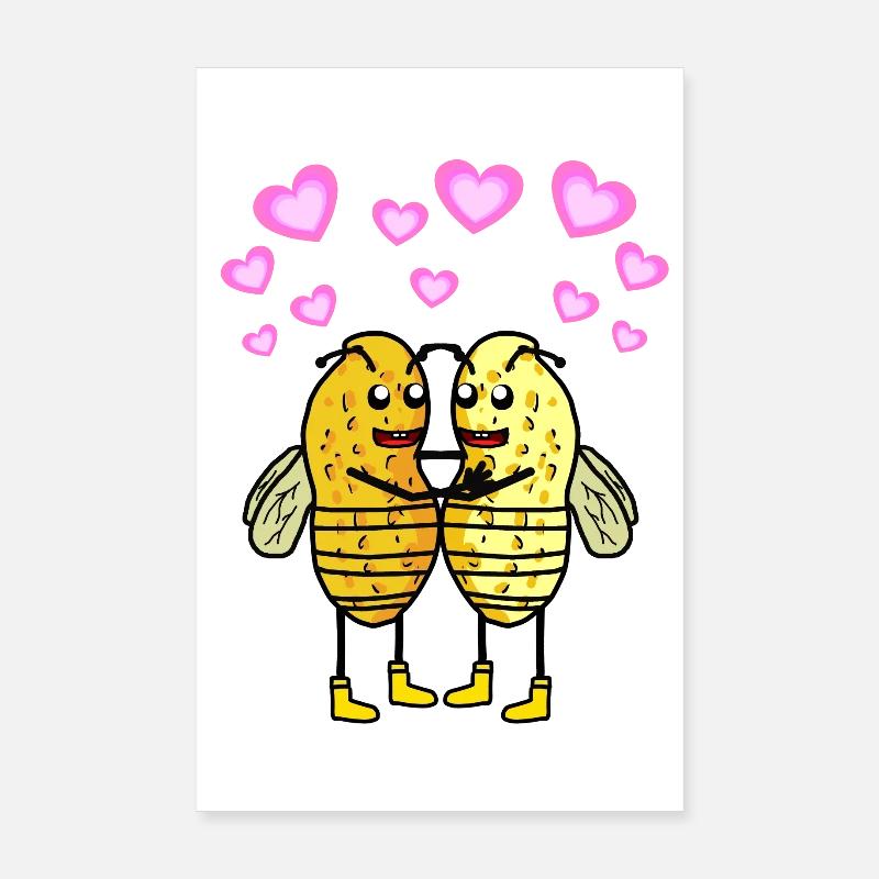 Peanut Bees Bumblebees Insects Nut Peanuts Poster 8" x 12" (20x30 cm)