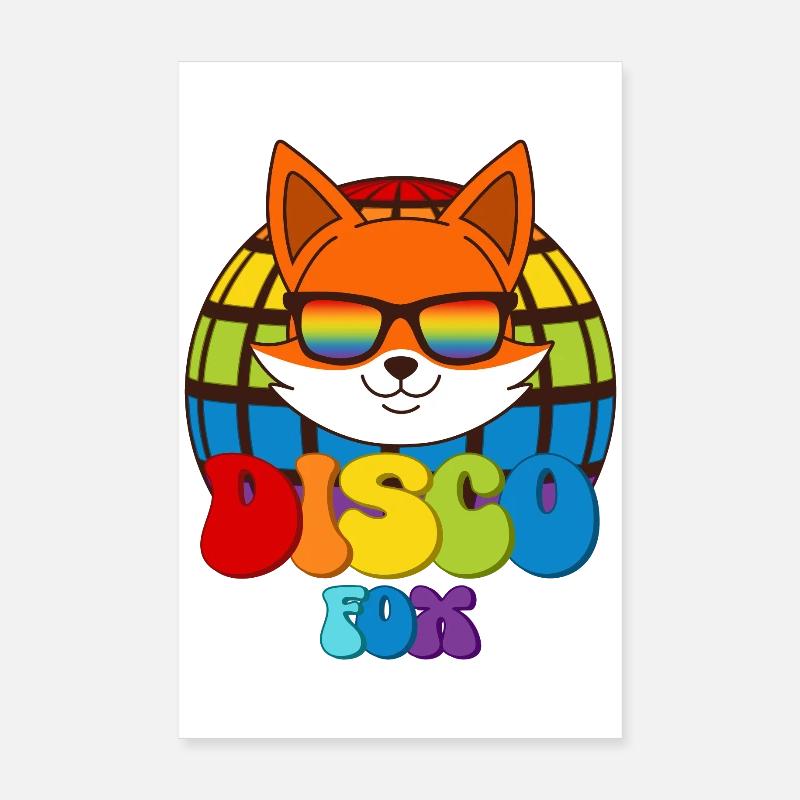 Disco Fox Lunettes de soleil Disco Ball Fox Poster 20 x 30 cm