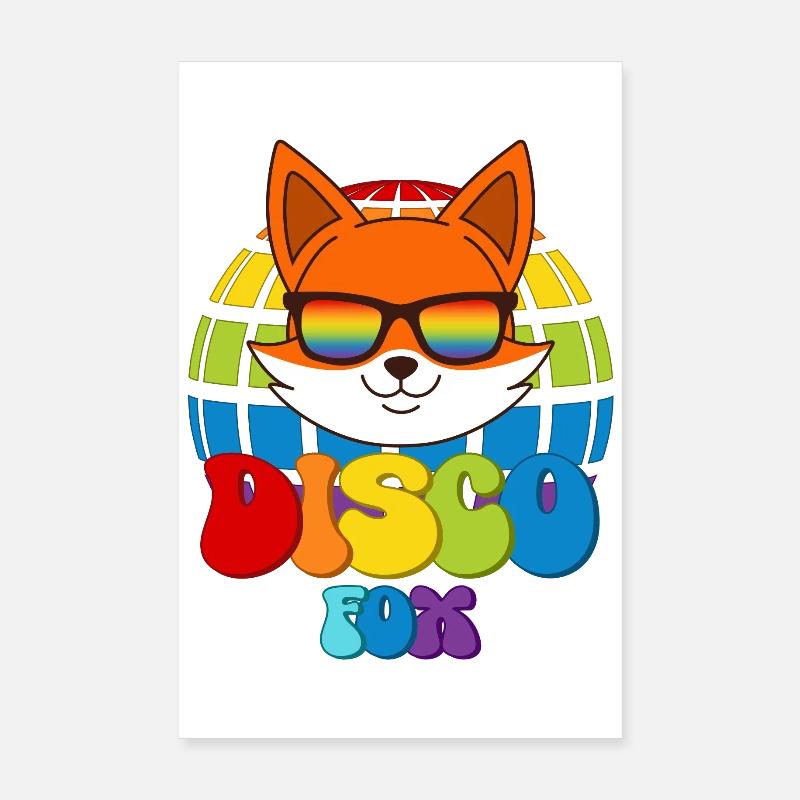 Disco Fox Discokugel Fuchs Sonnenbrille Discofox Poster 20x30 cm