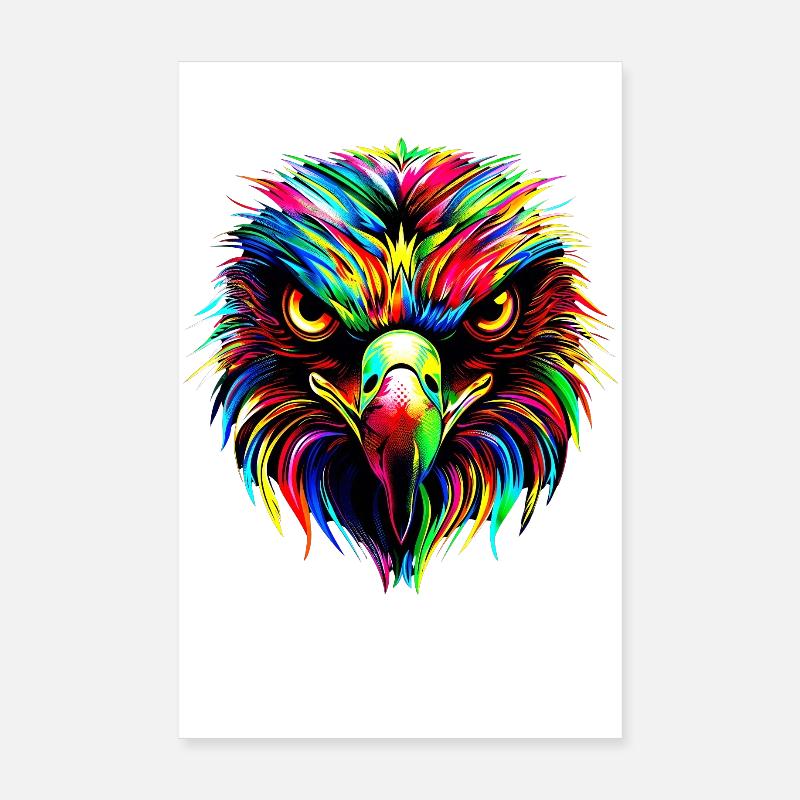 Aigle Pop Art Couleurs vives Aigle royal Pygargue à queue blanche Poster 20 x 30 cm