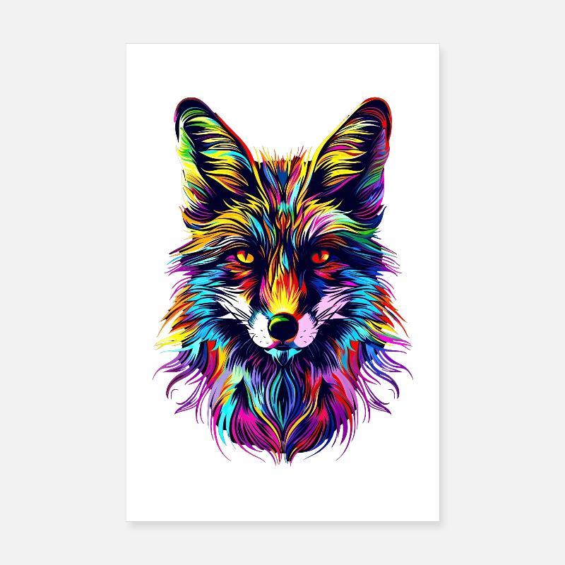 Fox Pop Art Colorful Fox Lover Red Fox Foxes Poster 8" x 12" (20x30 cm)