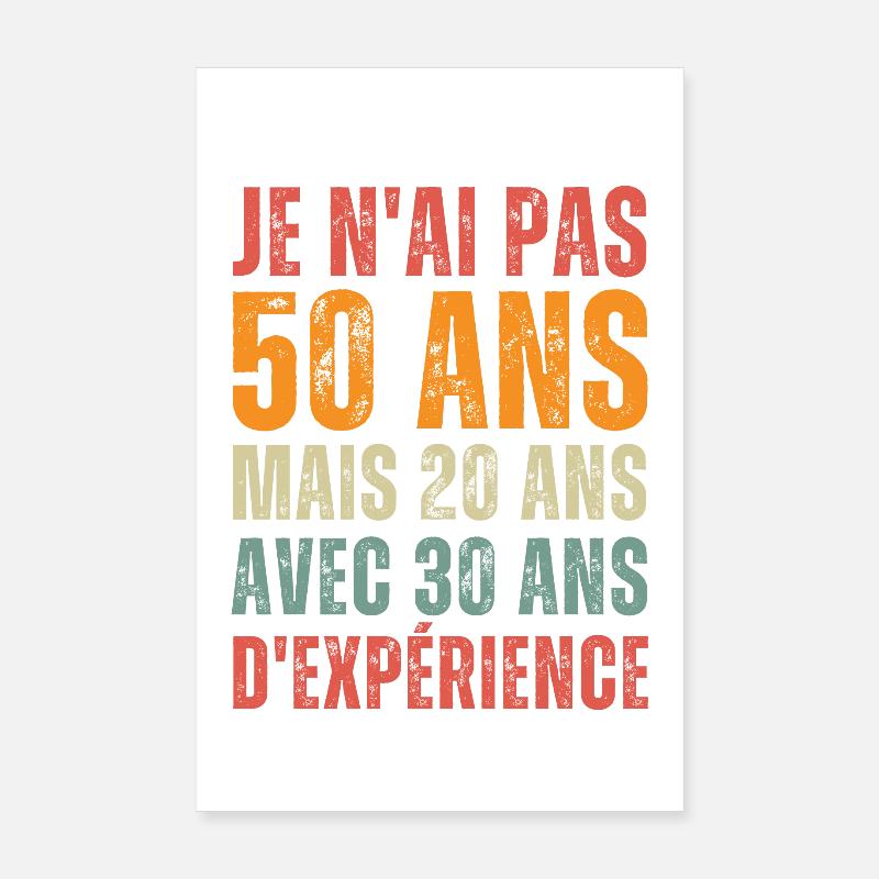 Idée cadeau pour 50 ans anniversaire - Poster 20 x 30 cm - blanc