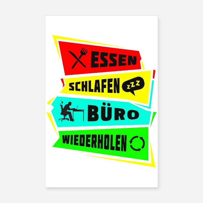 Eat Sleep Office Repeat Poster 8" x 12" (20x30 cm)