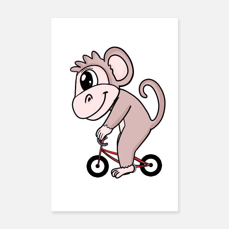 Affe Fahrrad Poster 20x30 cm