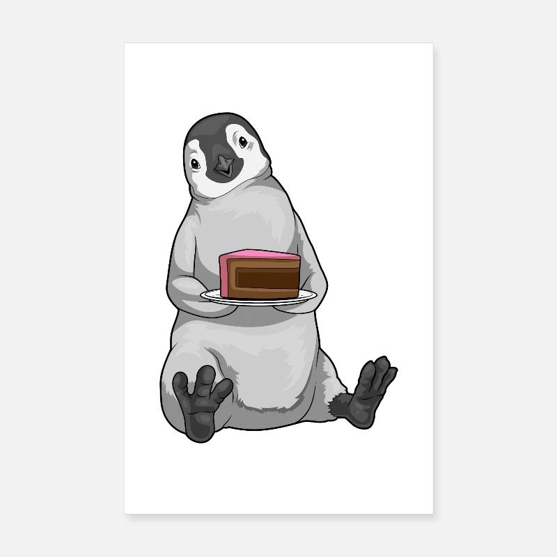 Pinguin Kuchen Poster 20x30 cm