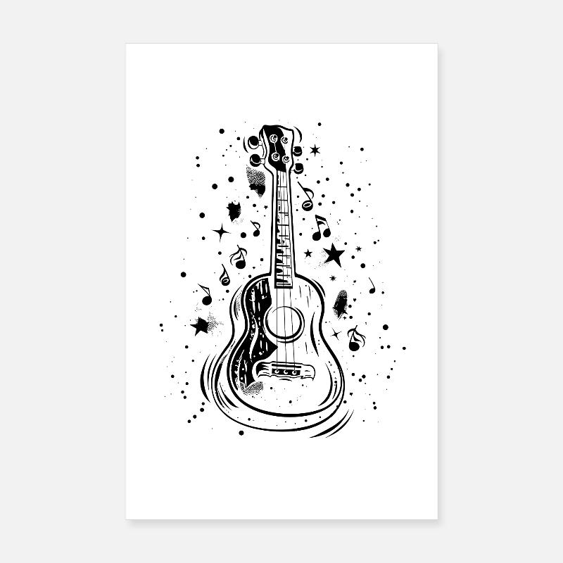 Dessin de ukulélé Poster 20 x 30 cm