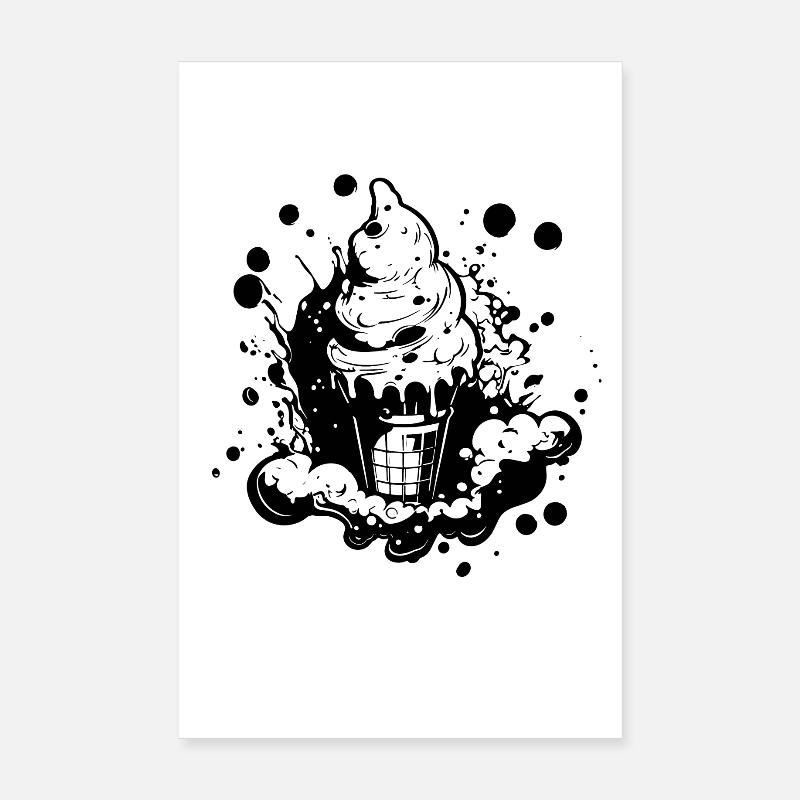 Cornet de crème glacée Dessin Poster 20 x 30 cm