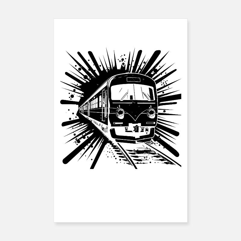 Chemin de fer de dessin animé Poster 20 x 30 cm