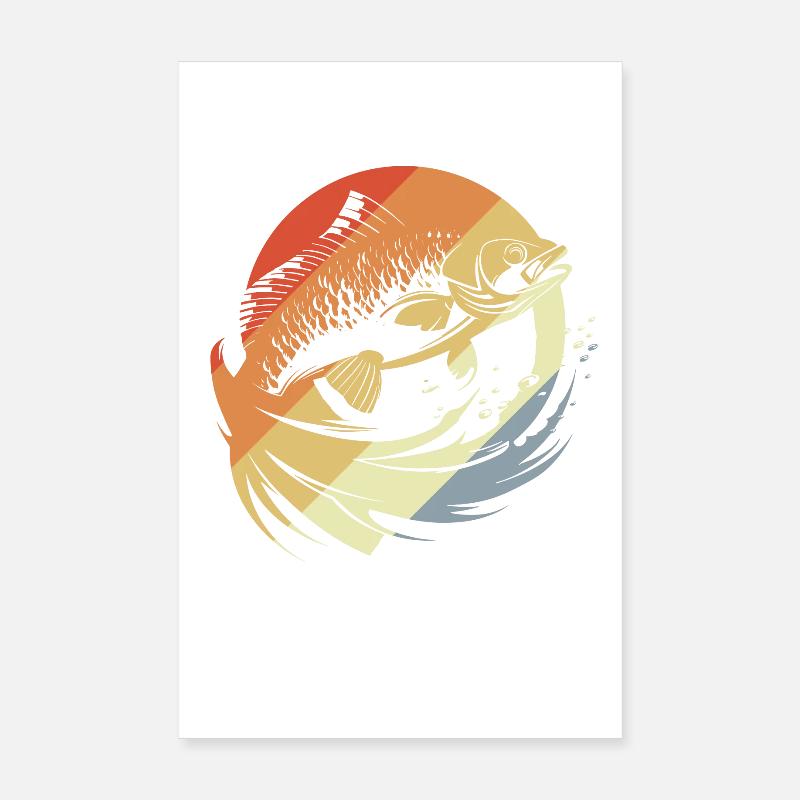 Look rétro graphique poisson Poster 20 x 30 cm