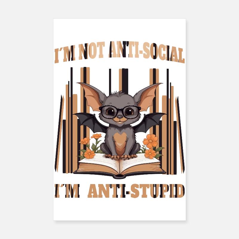 Cute Clever Bat Poster 8" x 12" (20x30 cm)
