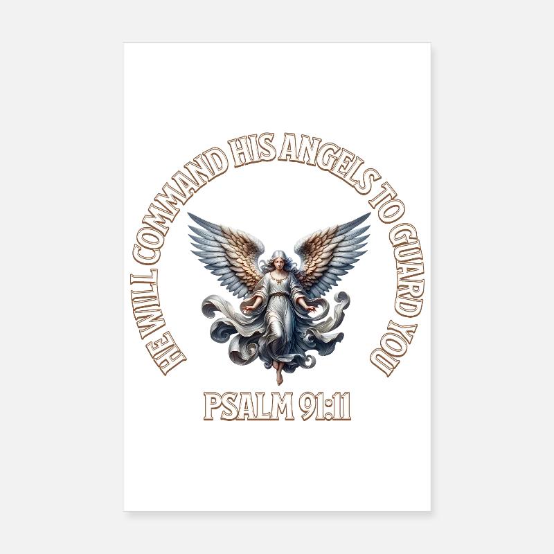 Ange Céleste Psaume 91:11 Design Poster 20 x 30 cm