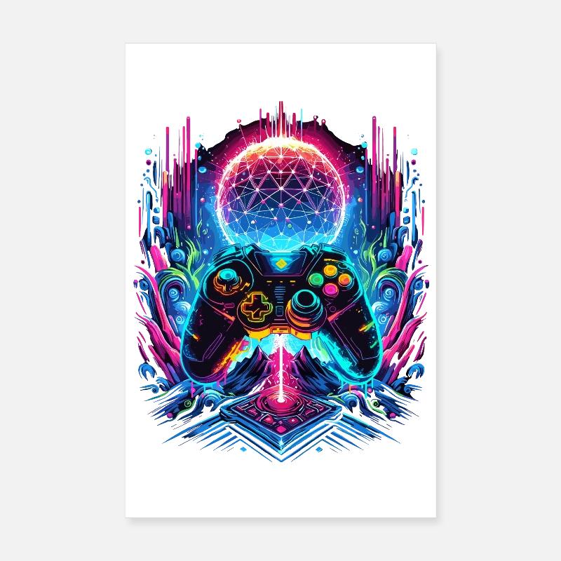 Manette de jeu Cyberpunk de Synthwave Poster 20 x 30 cm