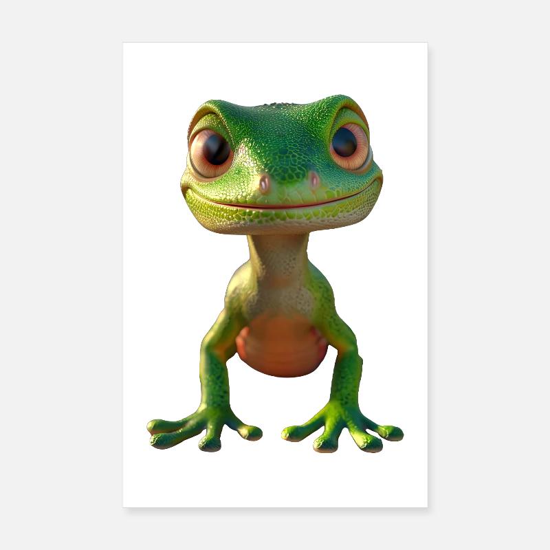 Gecko Eidechse Reptil Geckos Echse Leguan Gekko - Poster 20x30 cm - Weiß