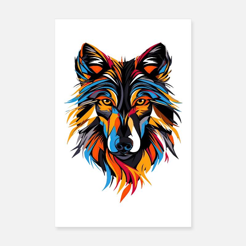 Wolf Motif Wolves Wolf Pack Gray Wolfhound Wolf Poster 8" x 12" (20x30 cm)